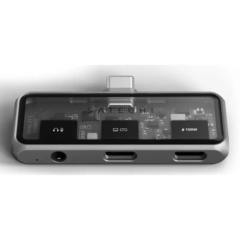 Dokavimo stotelė nešiojamam kompiuteriui Satechi ST-HXRAJM — USB 3.2 Gen 2 (Type-C), 100 W PD, pilka