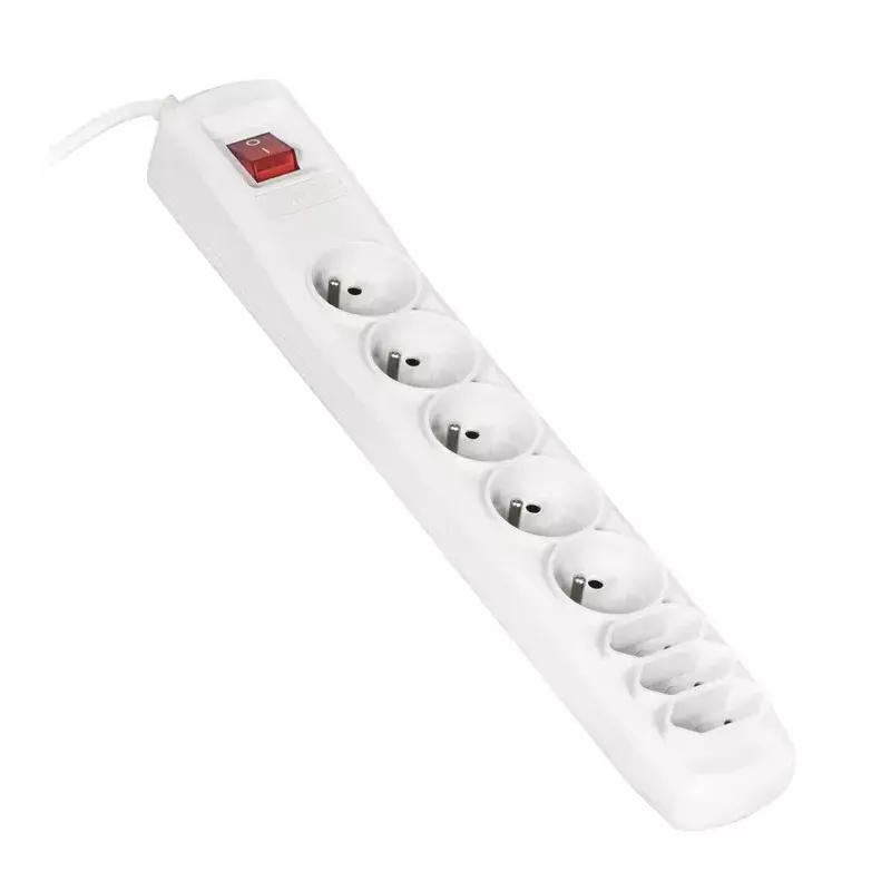 Prailginimo blokas ActiveJet APN-8G/5M-GR – 8 lizdai (E/C tipas), 5 m laidas, 10 A, 230 V, pilka