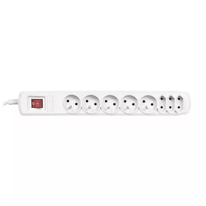 Prailginimo blokas ActiveJet APN-8G/5M-GR – 8 lizdai (E/C tipas), 5 m laidas, 10 A, 230 V, pilka