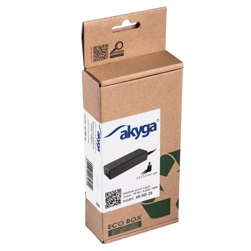 Akyga AK-ND-26 maitinimo adapteris HP nešiojamiesiems kompiuteriams, 90 W, 19,5 V, 4,62 A, 4,5 x 3,0 mm su kaiščiu