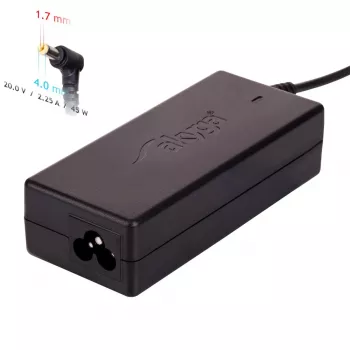 Akyga maitinimo adapteris AK-ND-50 nešiojamam kompiuteriui, 20 V 2,25 A 45 W, jungtis 4,0×1,7 mm, 1,2 m laidas, juodas