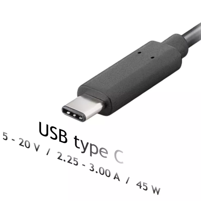 Akyga AK-ND-60 USB-C nešiojamojo kompiuterio maitinimo adapteris 45 W, Power Delivery, 5–20 V, 1,2 m