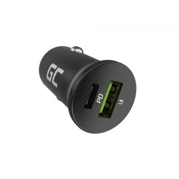 Automobilinis įkroviklis Green Cell CADM-GC-38AC 38W, 1x USB-C (PD 3.0) + 1x USB-A, aliumininis korpusas, juodas