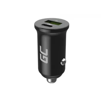 Automobilinis įkroviklis Green Cell CADM-GC-38AC 38W, 1x USB-C (PD 3.0) + 1x USB-A, aliumininis korpusas, juodas