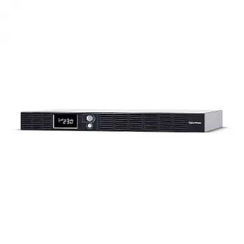 Nepertraukiamo maitinimo šaltinis CYBERPOWER OR1000ERM1U — 1 kVA (600 W), Line-Interactive, stelažinis 1U, 6× C13 lizdai, LCD, sidabrinis