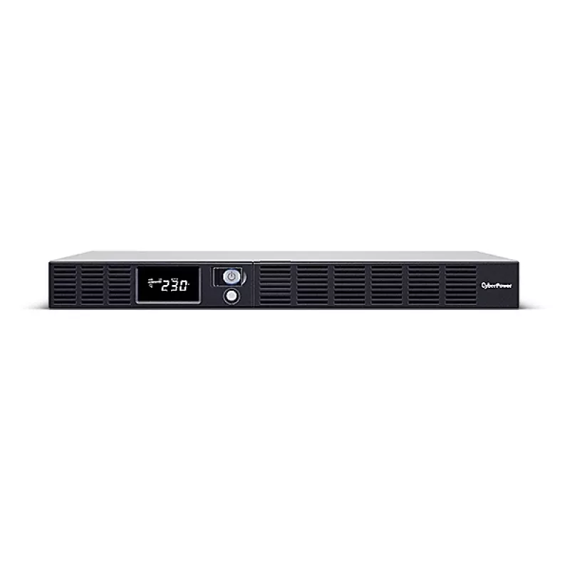 Nepertraukiamo maitinimo šaltinis CYBERPOWER OR1000ERM1U — 1 kVA (600 W), Line-Interactive, stelažinis 1U, 6× C13 lizdai, LCD, sidabrinis