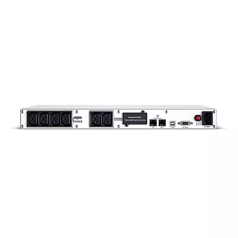 Nepertraukiamo maitinimo šaltinis CYBERPOWER OR1000ERM1U — 1 kVA (600 W), Line-Interactive, stelažinis 1U, 6× C13 lizdai, LCD, sidabrinis
