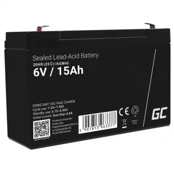 Green Cell AGM40 – VRLA AGM 6V 14Ah, sandarus švino rūgšties akumuliatorius