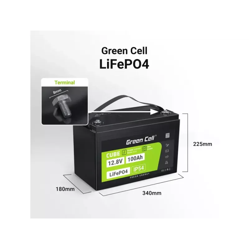 Green Cell LFPGC12V100AH LiFePO4 baterija UPS sistemoms 12.8V 100Ah