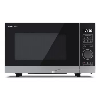 Mikrobangų krosnelė solo Sharp YC-PS204AE-S, 20 L, 800 W, LED jutiklinis valdymas, 10 galios lygių, sukamoji lėkštė 24,5 cm, sidabrinė