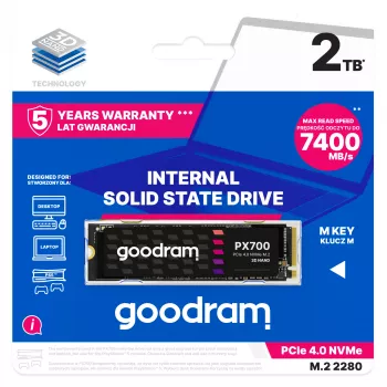 Goodram PX700 SSD SSDPR-PX700-02T-80 vidinis kietasis diskas 2 TB M.2 PCI Express 4.0 NVMe 3D NAND