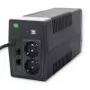 Qoltec Monolith 53979 nepertraukiamo maitinimo šaltinis (UPS), line-interactive, 850 VA / 480 W, 2 Schuko lizdai, LCD, USB, RJ45
