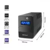 Qoltec Monolith 53979 nepertraukiamo maitinimo šaltinis (UPS), line-interactive, 850 VA / 480 W, 2 Schuko lizdai, LCD, USB, RJ45