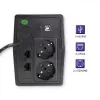 Qoltec Monolith 53979 nepertraukiamo maitinimo šaltinis (UPS), line-interactive, 850 VA / 480 W, 2 Schuko lizdai, LCD, USB, RJ45