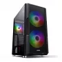 Korpusas MODECOM AMIRANI ARGB Midi Tower, juodas, grūdintas stiklas, 2x200mm priekyje + 1x120mm gale, USB-A 2x, USB-C 1x, palaiko ATX/ITX, GPU iki 35 cm