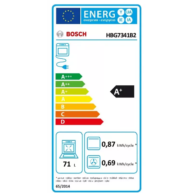 Įmontuojama elektrinė orkaitė Bosch Serie 8 HBG7341B2, 71 L, 3600 W, liečiamas valdymas, juoda