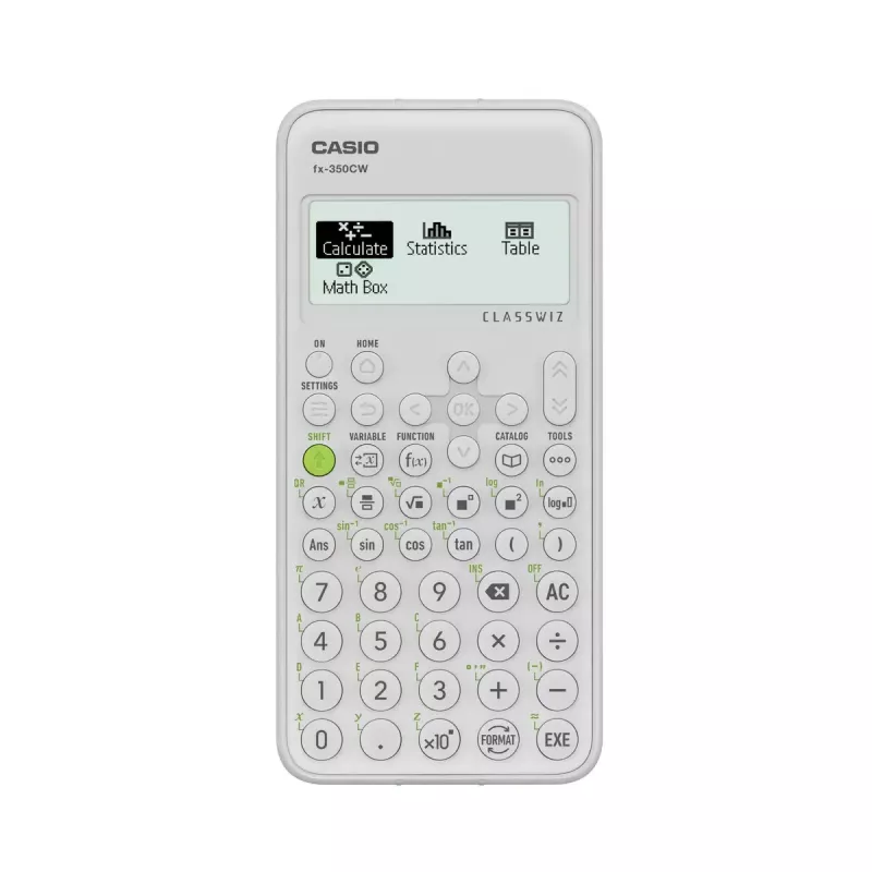 Mokslinis skaičiuotuvas CASIO ClassWiz FX-350EX kišeninis — 16 skaitmenų, 2 eilučių ekranas, baterijinis, pilkas, kišeninis dydis
