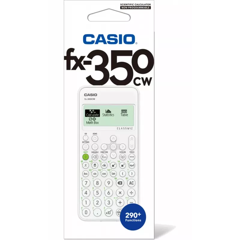Mokslinis skaičiuotuvas CASIO ClassWiz FX-350EX kišeninis — 16 skaitmenų, 2 eilučių ekranas, baterijinis, pilkas, kišeninis dydis