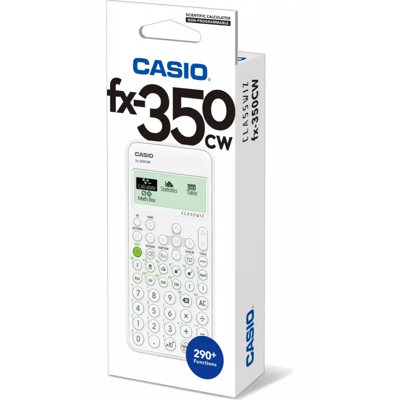 Mokslinis skaičiuotuvas CASIO ClassWiz FX-350EX kišeninis — 16 skaitmenų, 2 eilučių ekranas, baterijinis, pilkas, kišeninis dydis