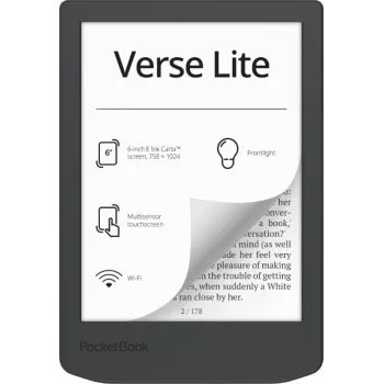 E. knygų skaitytuvas PocketBook Verse Lite 6 colių E Ink Carta, 8 GB, Wi‑Fi, Pilka