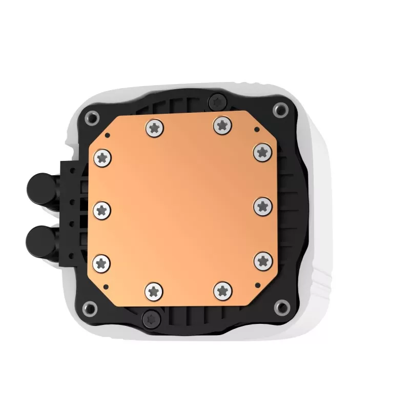Vandens aušintuvas „viskas viename“ DeepCool LS520 SE WH — 240 mm radiatorius, 2x 120 mm PWM ventiliatoriai, balta spalva, varinis pagrindas