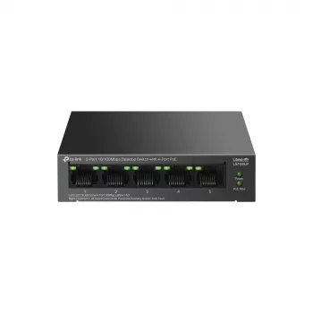 Nevaldomas komutatorius TP-LINK LS105P, 5x Fast Ethernet (10/100) prievadai, 4x PoE prievadai, 1 Gbit/s perjungimo talpa, be ventiliatoriaus, juodas