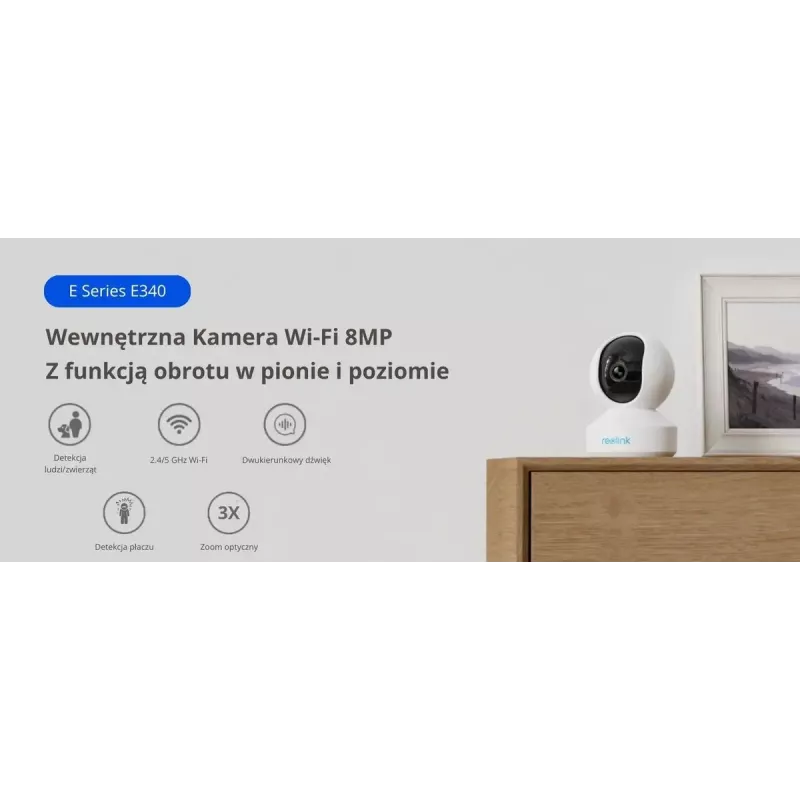 IP stebėjimo kulkos formos kamera Reolink E340 8MP, 4K (3480×2160), PoE/2.4/5 GHz Wi‑Fi, microSD, IP67, 30 kadrų/s