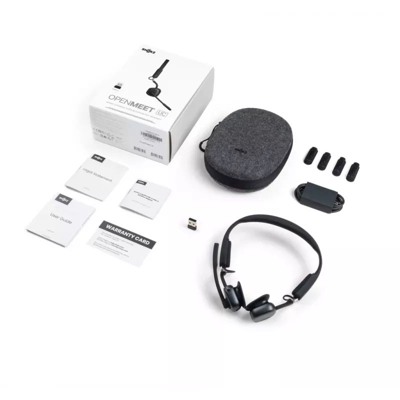 SHOKZ OpenMeet UC belaidžiai kaulinio laidumo ausiniai vaizdo konferencijoms su USB-A adapteriu