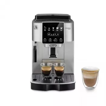 Kavos aparatas De’Longhi Magnifica S ECAM220.30.SB — 1,8 L vandens bakas, 250 g pupelių talpa, integruotas malūnėlis ir pieno putotojas