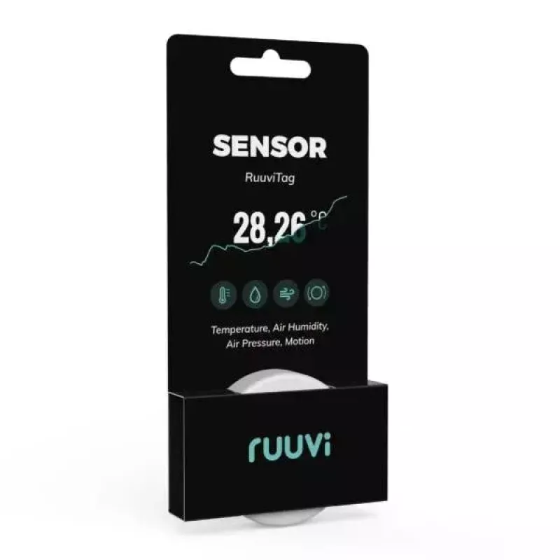 Belaidis jutiklis Ruuvi RT4in1 – temperatūra, drėgmė, oro slėgis, judesys