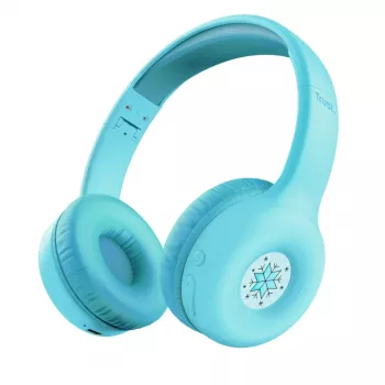 Ausinės TRUST Nouna binaurinės Bluetooth/USB-C laidinės ir belaidės, sulankstomos, vaikams, mėlynos, 4 cm garsiakalbiai