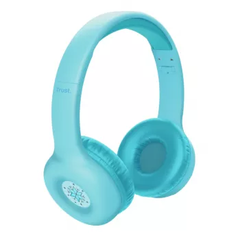 Ausinės TRUST Nouna binaurinės Bluetooth/USB-C laidinės ir belaidės, sulankstomos, vaikams, mėlynos, 4 cm garsiakalbiai