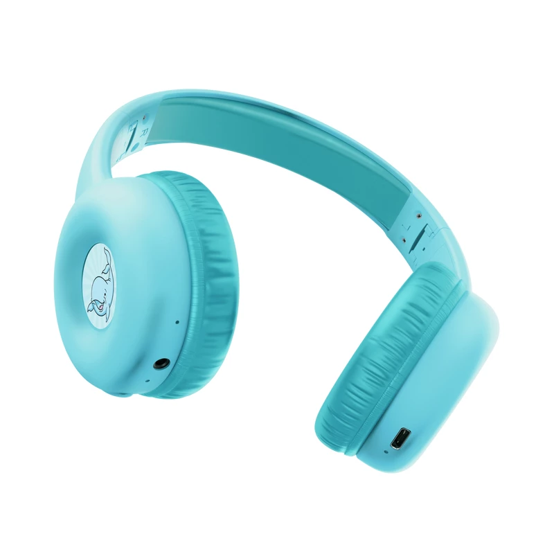 Ausinės TRUST Nouna binaurinės Bluetooth/USB-C laidinės ir belaidės, sulankstomos, vaikams, mėlynos, 4 cm garsiakalbiai