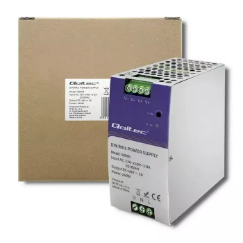 DIN bėgio maitinimo šaltinis QOLTEC 50999, 240W, 48V DC, 5A