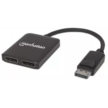 Manhattan DisplayPort 1.2 į 2 prievadų DisplayPort 1.2 skirstytuvas su MST, 4K@30Hz, USB-A maitinimas, vaizdo sienelės funkcija, juoda