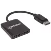 Manhattan DisplayPort 1.2 šakotuvas (1 į 2) su MST, 4K@30Hz, USB-A maitinimu, vaizdo sienos funkcija, juodos spalvos, MST – Multi-Stream Transport, 3 metų garantija