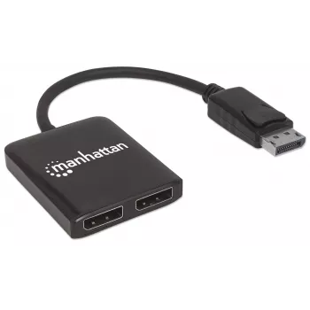 Manhattan DisplayPort 1.2 į 2 prievadų DisplayPort 1.2 skirstytuvas su MST, 4K@30Hz, USB-A maitinimas, vaizdo sienelės funkcija, juoda