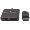 Manhattan DisplayPort 1.2 šakotuvas (1 į 2) su MST, 4K@30Hz, USB-A maitinimu, vaizdo sienos funkcija, juodos spalvos, MST – Multi-Stream Transport, 3 metų garantija
