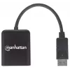 Manhattan DisplayPort 1.2 šakotuvas (1 į 2) su MST, 4K@30Hz, USB-A maitinimu, vaizdo sienos funkcija, juodos spalvos, MST – Multi-Stream Transport, 3 metų garantija