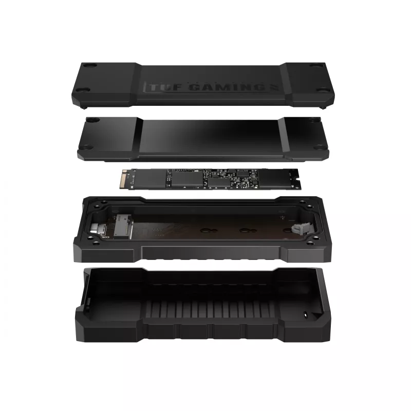 SSD korpusas ASUS TUF Gaming A2 juodas, skirtas M.2 PCIe / SATA, USB 3.2 Gen 2x2 20 Gbit/s, iki 4 TB, aliuminis, IP68