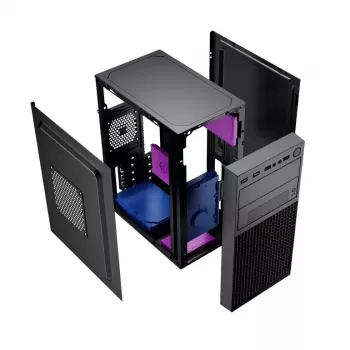 Korpusas GEMBIRD Fornax K300 Mini Tower — Mini-ITX/Micro ATX, SPCC, 2,17 kg, USB 3.2, 1x2,5 colio vieta, 4 išplėtimo lizdai