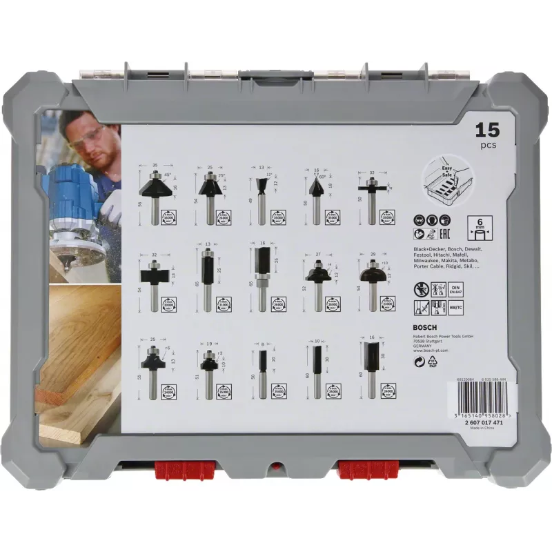 Bosch 2 607 017 471 frezos antgalių rinkinys 15 vnt.
