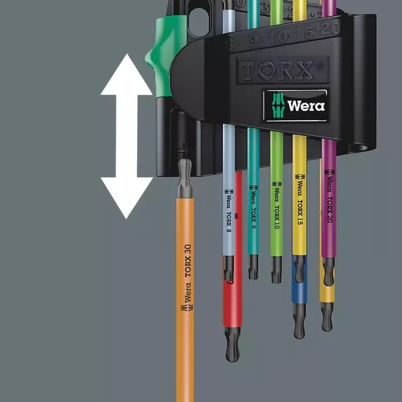 L-formos raktų rinkinys Wera 967/9 TX BO (TX8–TX40)