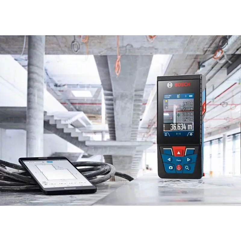 Bosch GLM 150-27 C Professional 0601072Z00 lazerinis atstumų matuoklis, 0,08–150 m, ±1,5 mm, 2 lazerio klasė, mėlynos/juodos spalvos