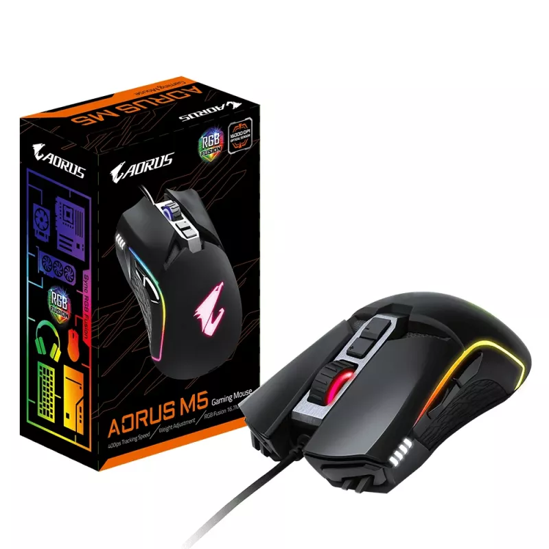 GIGABYTE AORUS M5 pelė žaidimams Dešinei rankai USB Type-A Optinė 16000 DPI