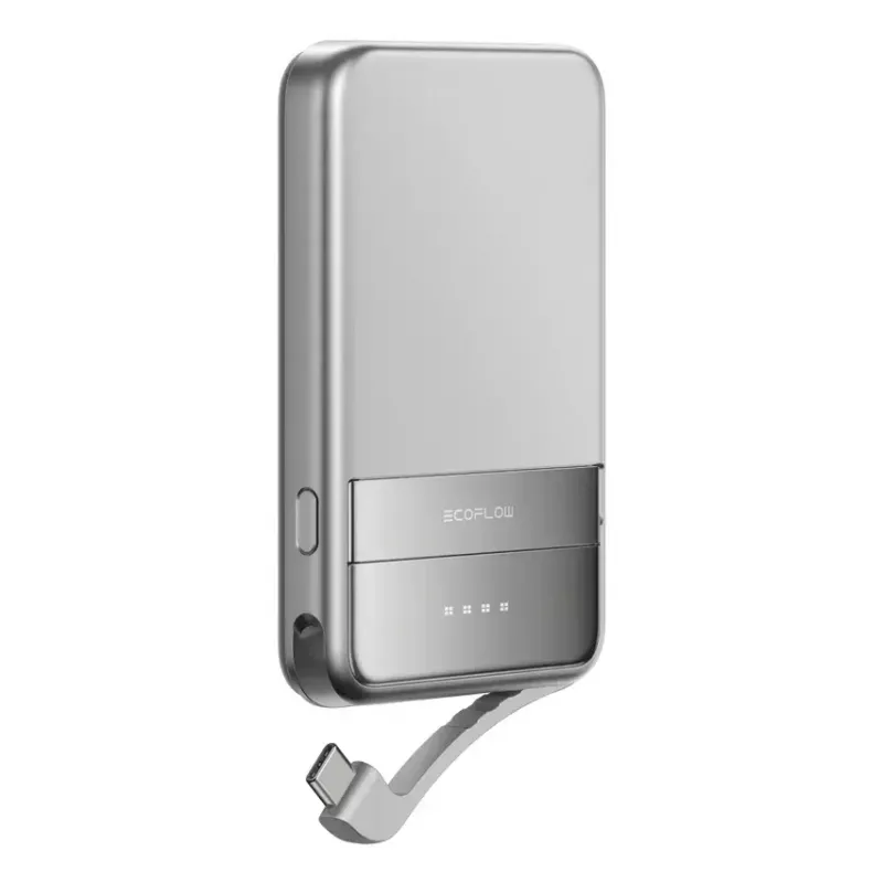 Power bankas EcoFlow Rapid 5000 (Ličio jonų 5000 mAh, PD greitasis įkrovimas, 30 W bendra galia, belaidis, USB-C, sidabrinis)