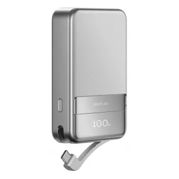 Power bankas EcoFlow Rapid 5000 (Ličio jonų 5000 mAh, PD greitasis įkrovimas, 30 W bendra galia, belaidis, USB-C, sidabrinis)