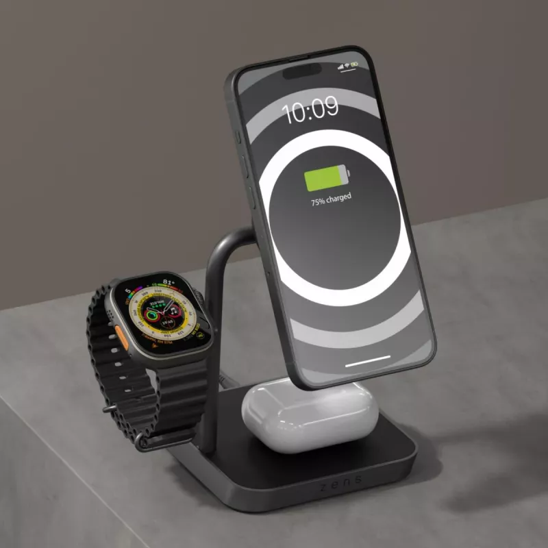 ZENS Office Charger Pro 3 juoda belaidė greitojo įkrovimo stotelė AC