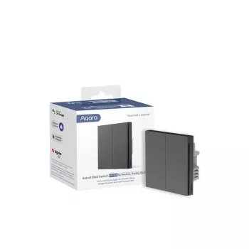 AQARA Smart Wall Switch H1 EU (Be Neutralaus, Dvigubas) (WS-EUK02-G), Pilka - Zigbee sieninis jungiklis su dviguba rele