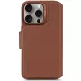 Decoded odinis nuimamas piniginės dėklas iPhone 16 Pro — ruda spalva, natūrali oda, mikropluoštas, 6,3 colio ekranas, 3 kortelių kišenės